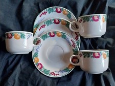 Vintage Crown Dynasty Fruit Pattern Cup & Saucer Set of 3 VGC retro kitchen ware