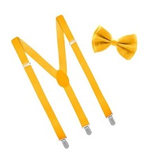 Bow Tie and Suspenders for Men, Adjustable Derby Wedding Gatsby Costume Yellow