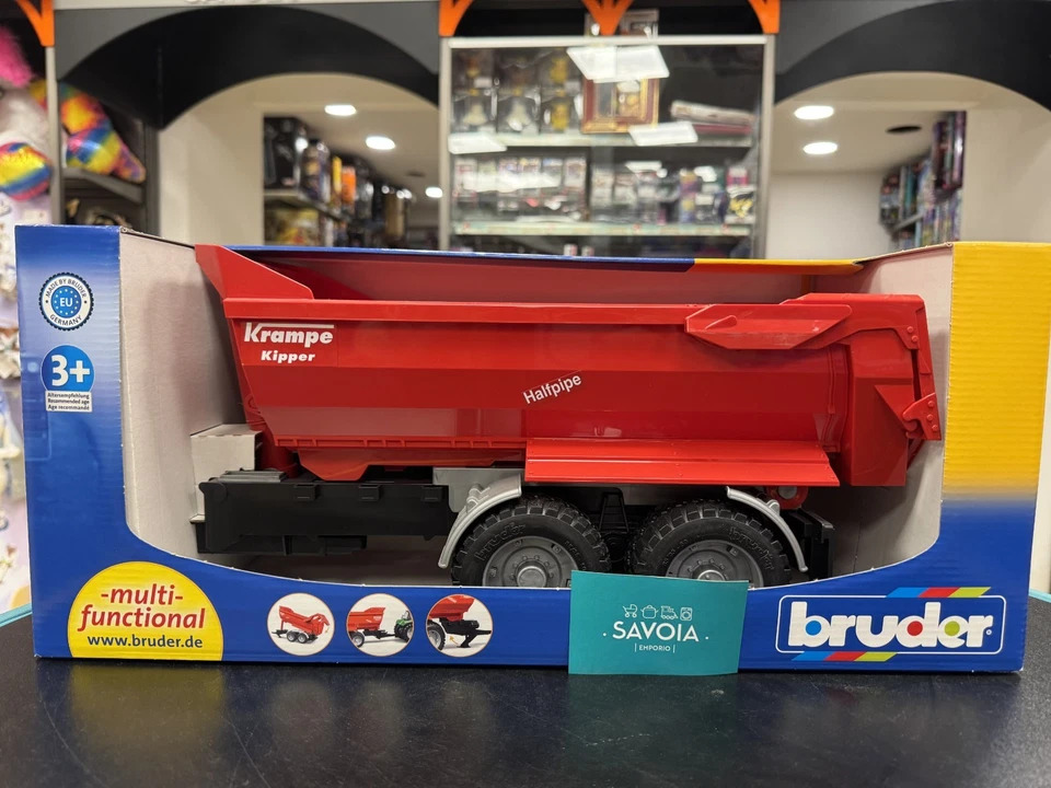 BRUDER 02225 - scala 1:16 - RIMORCHIO KRAMPE TANDEM RIBALTABILE - NUOVO - Immagine 2 di 4