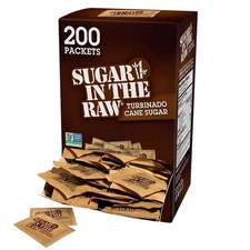 Sugar In The Raw Turbinado Cane Sugar Packets 200Ct Pure,Natural Turbinado Sugar