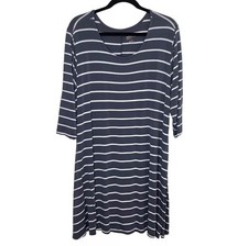 Arizona Jean Co Gray & White Striped 3/4 Sleeve Dress Juniors Plus Size 1X