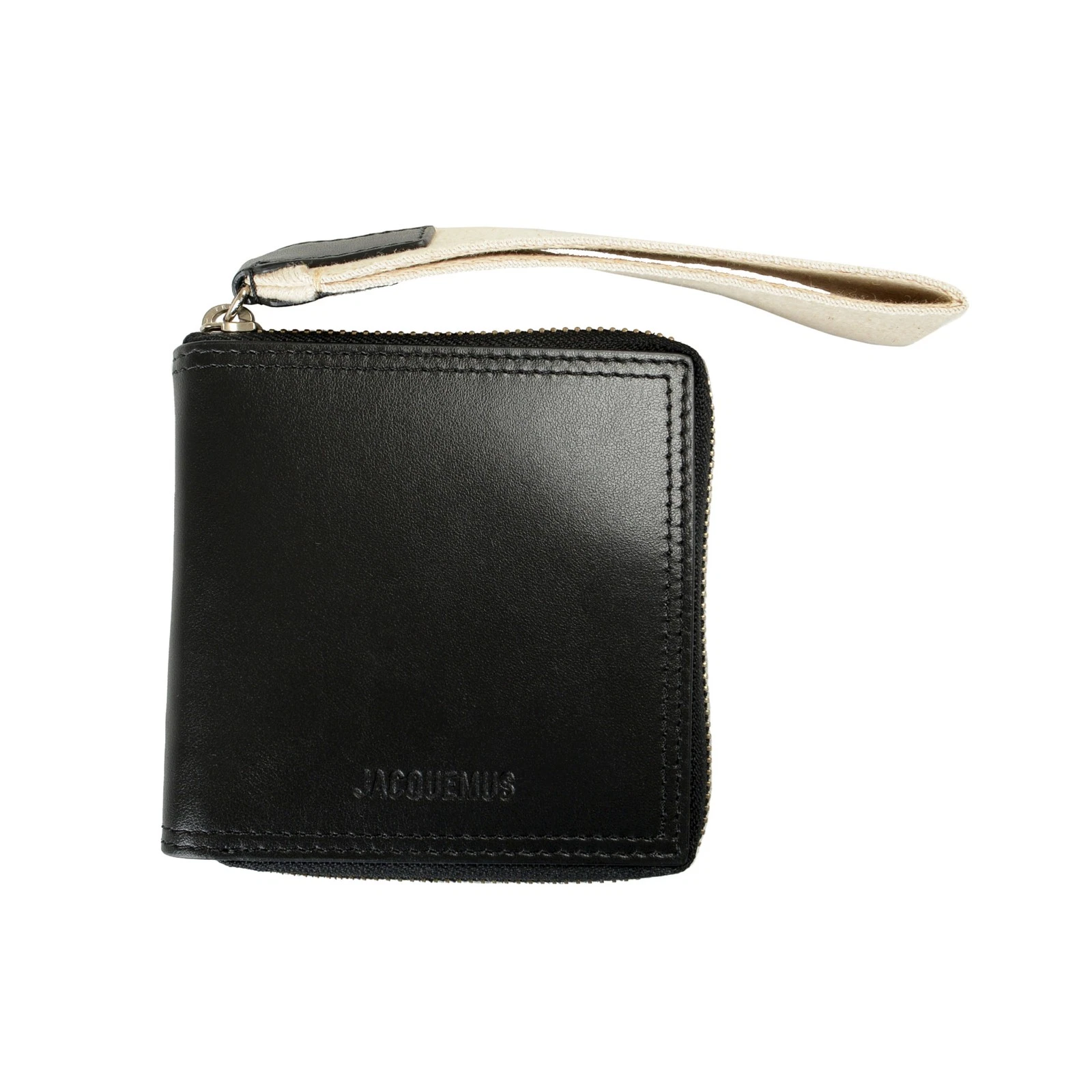 Jacquemus — Jacquemus Le Carré Rond Lanyard Square 100% Leather Zip Around Wallet