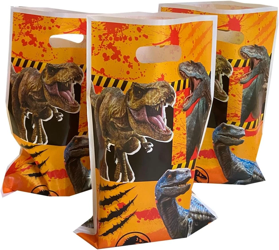 Sacolas de presente de dinossauro 30 peças: sacolas de presente de festa com tema de dinossauro, 9,8X6,3 polegadas, laranja - Imagem 3 de 4