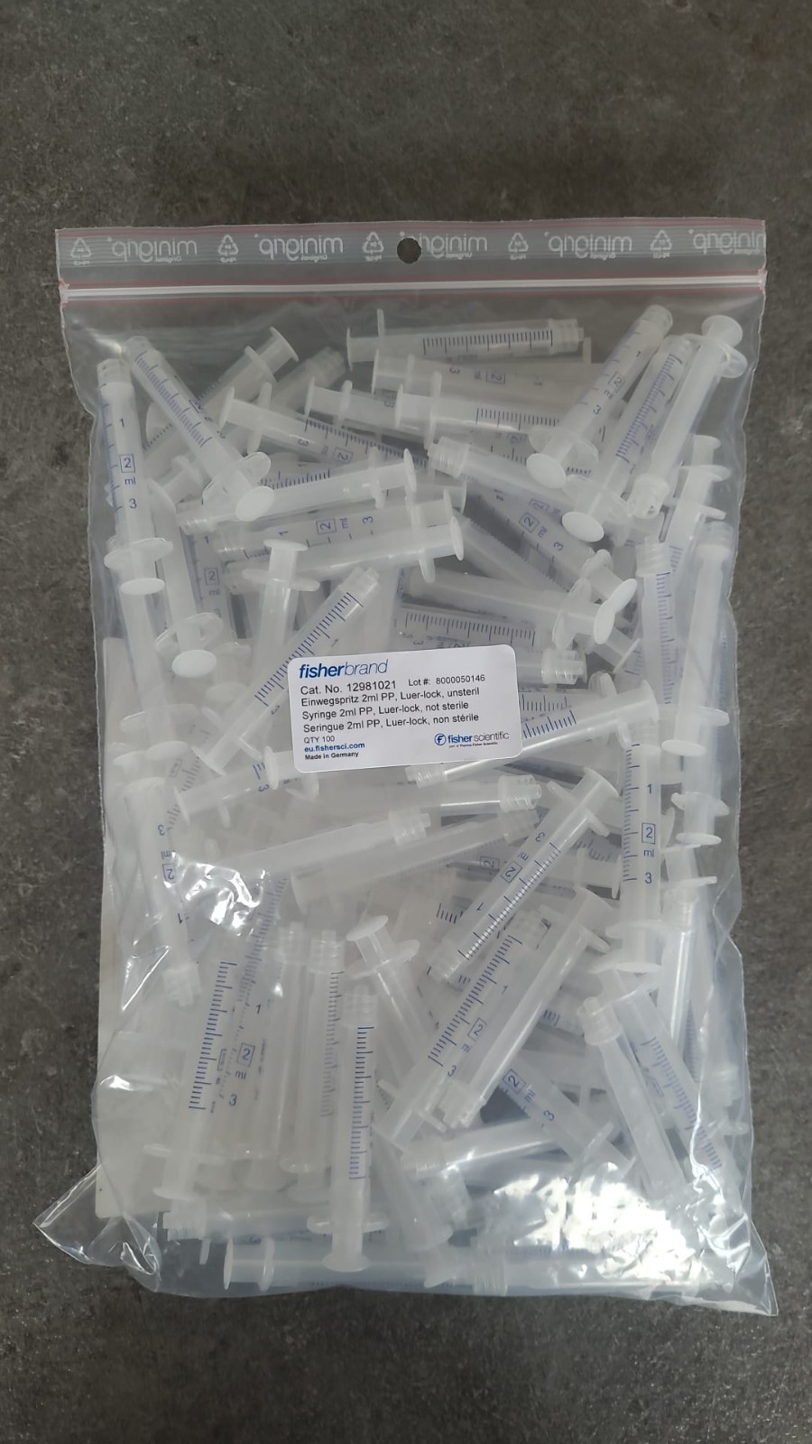 Seringues Fisherbrand 2ml en plastique inerte pour laboratoire
