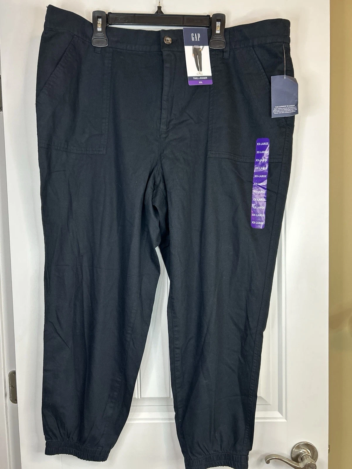 GAP Twill Cargo Pants Size XXL Elastic Waist Black NWT