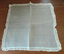 12 by 12 in vintage/antique hanky handkerchief with very delicate LACE wedding