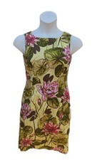 Talbots Tropical Dress Size 6 Island Hawaiian Vacation Beach Lily Pad Green Pink