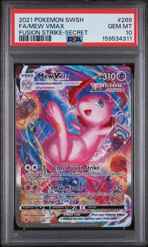 2021 POKEMON SWORD & SHIELD FUSION STRIKE 269 FULL ART/MEW VMAX SECRET - PSA 10