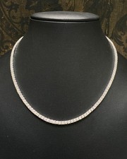 7.03ct F/SI 100% Natural Diamond Tennis Necklace, 9k White Gold - Uk Hallmarked