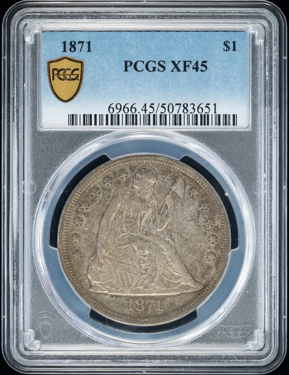Silver XF 45 Graded Seated Liberty US Dollars (1840-1873) for sale