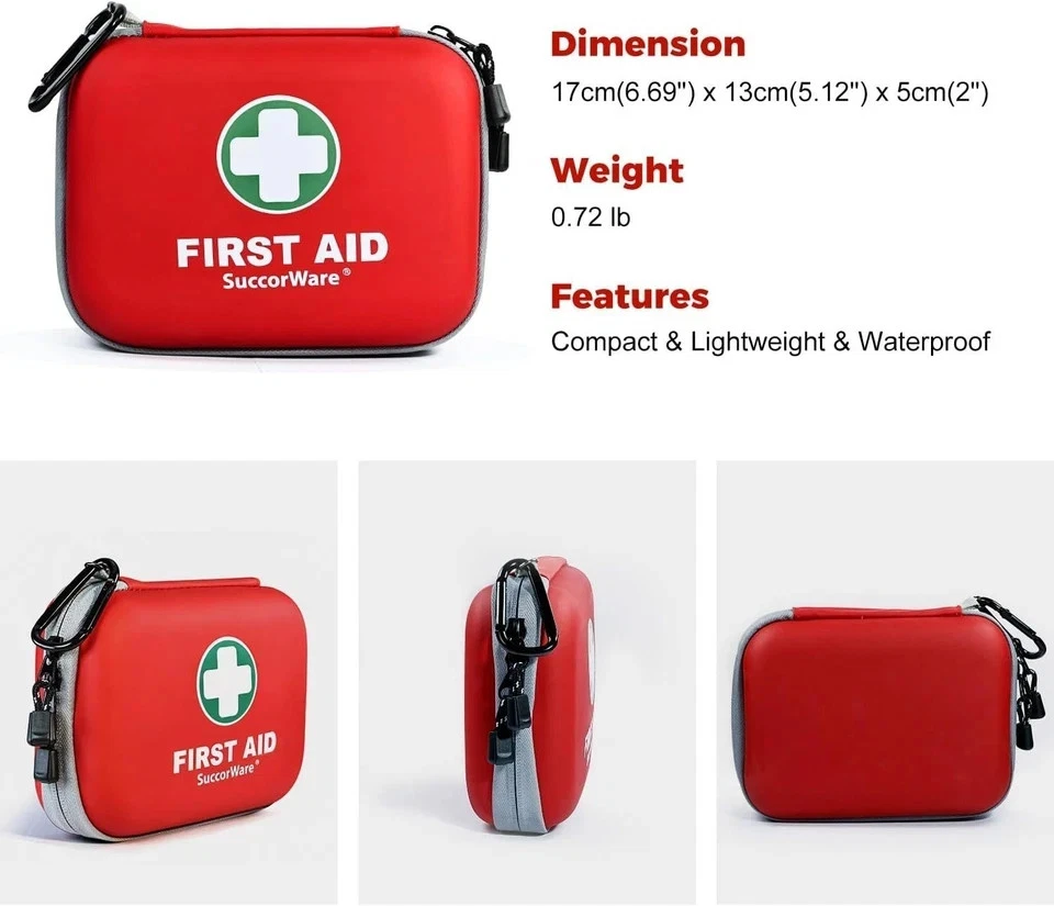 150 Pieces Mini First Aid Kit - Small Medical Kit with Hard Shell - Red - Image 4 of 4