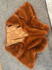 Faux Fur Burnt Orange Shawl with Satin Lining one-size 