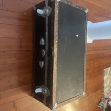 Vintage  Wooden Trunk Chest 30” Storage Footlocker with Silver/pewter trim