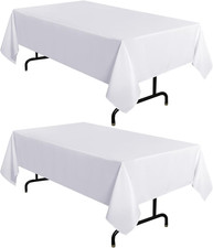 2 Pack White Tablecloth 60 X 102 Inch, Rectangle 6 Feet Table Cloth - Stain and