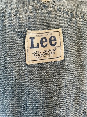 Vintage Lee Union Made Sanforized Jelt Denim Overalls 1930-1939