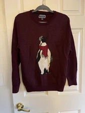Club Room Men’s Penguin Sweater – Size L – Burgundy Knit Holiday Winter Sweater