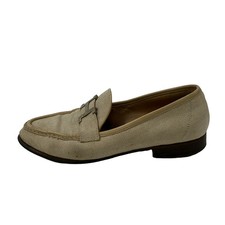 HERMES Beige Canvas Leather Women's Shoes