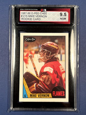 1987-88 O-Pee-Chee OPC Mike Vernon ROOKIE CARD - #215 - KSA 9.5. rookie card picture