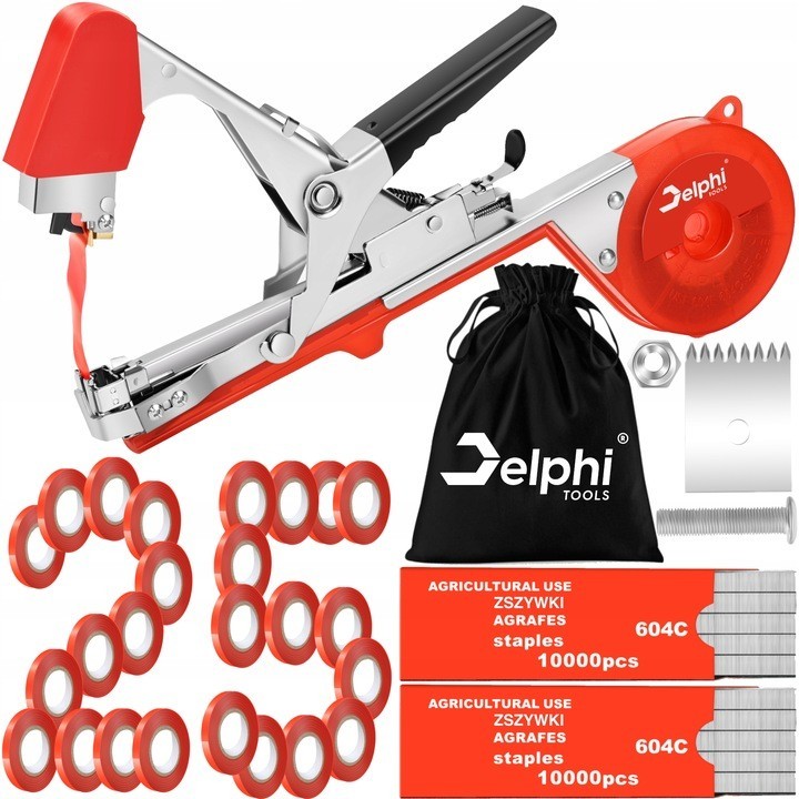 Agrafeuse de jardin Delphi pince à ligaturer avec rubans tuteurage et agrafes