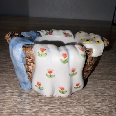 Yankee Candle Tealight Candle Holder Laundry Basket Jeans Sunflowers New
