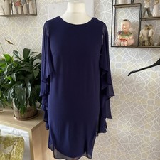 Roman Navy Blue Evening Dress Size 10 Flutter Sleeve Christmas Party 