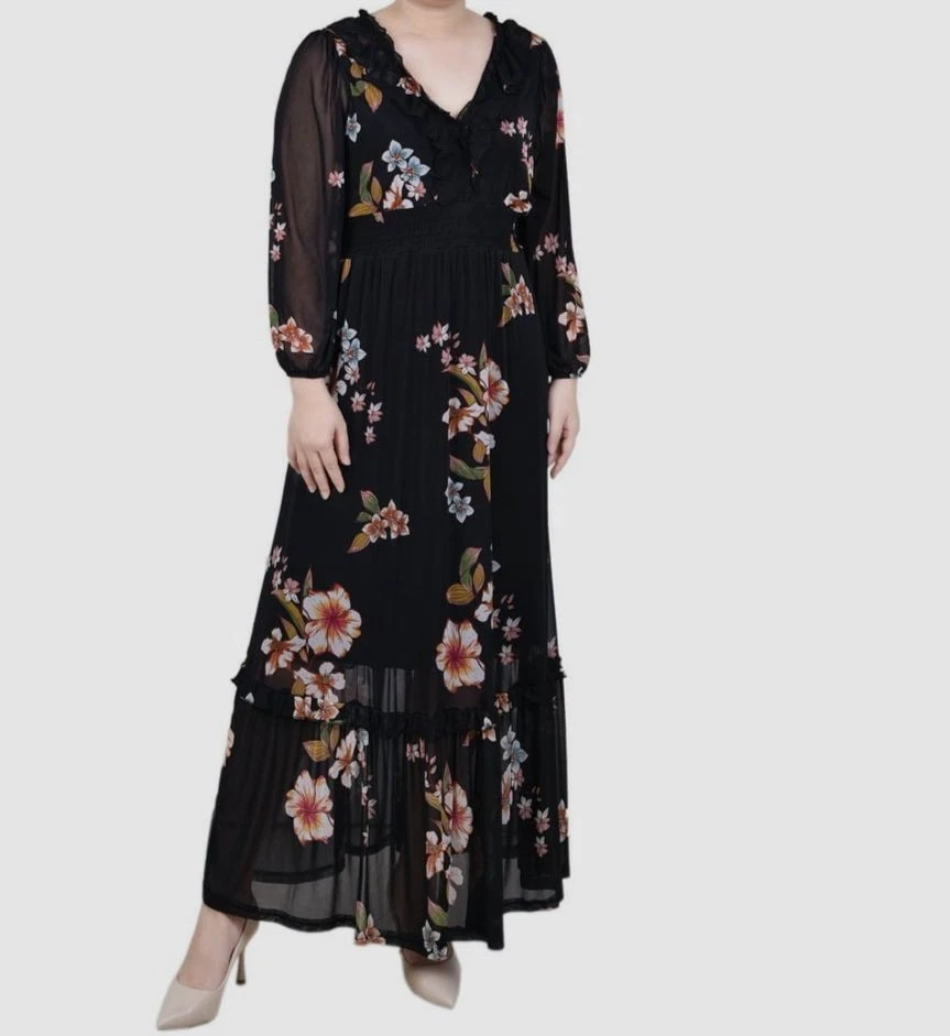 chinese dress ladies POPYOUNG Plus Size Maxi Dress for Womens Casual Dresses Winter Long Sleeves  Long Dress with Pockets XL, White Carvings Black at Amazon Women's Clothing  store