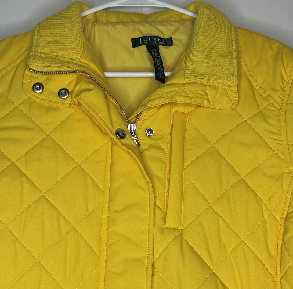 Chaqueta acolchada Ralph Lauren para mujer grande amarilla cálida invierno plumón Foto 2 de 4