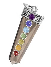CHARGED Smokey Quartz 7 Chakra Crystal Gemstone Pendant Reiki Necklace HANDMADE