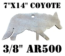 7" x 14" x 3/8" AR500 Coyote Silhouette Steel Shooting Target 1pc Range/Hunting