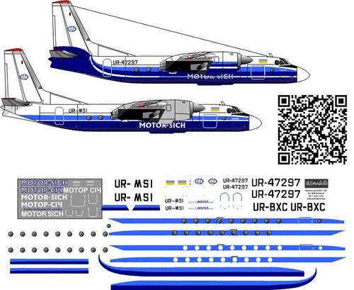 BSmodelle 100357 - 1/100 Antonov An-24RV Motor Sich Aufkleber für Flugzeug Modellbausatz - Bild 7 von 12