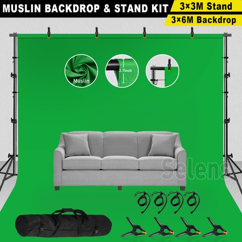 3X3M Photo Backdrop Stand Kit / 3M 6M Green White Black Screen Background Studio - Picture 54 of 71