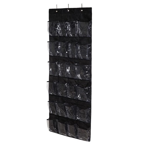 24 Pockets Over Door Hanging Shoe Organiser Bag Storage Rack Hanger Holder Black - Picture 13 of 15