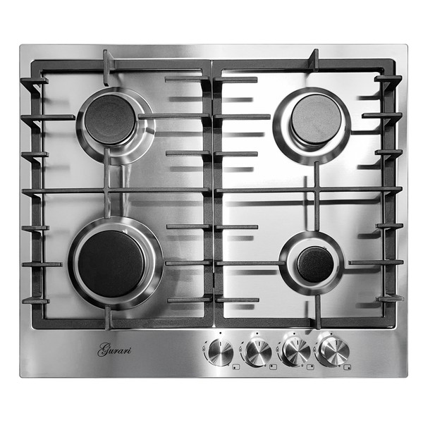 Gurari Gch Fb 604 Gaskochfeld 60 Cm Autark Edelstahl 4,0 Kw Wok 4 Flammig Sale-image
