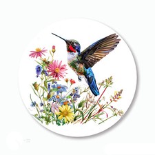 Humming Bird in Wildflowers Favors Scrapbook Stickers Bird Labels Envelope Seals