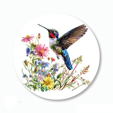 Humming Bird in Wildflowers Favors Scrapbook Stickers Bird Labels Envelope Seals