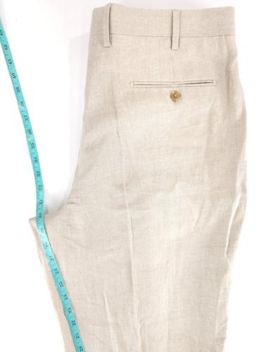 Paul Frederick Natural Linen Pleated Relaxed Straight Pants Mens 38x30 (37x30) - Picture 12 of 14
