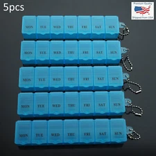 5pcs - 6" Weekly 7 Days Medicine Storage Pill Box Organizer Container Case Blue