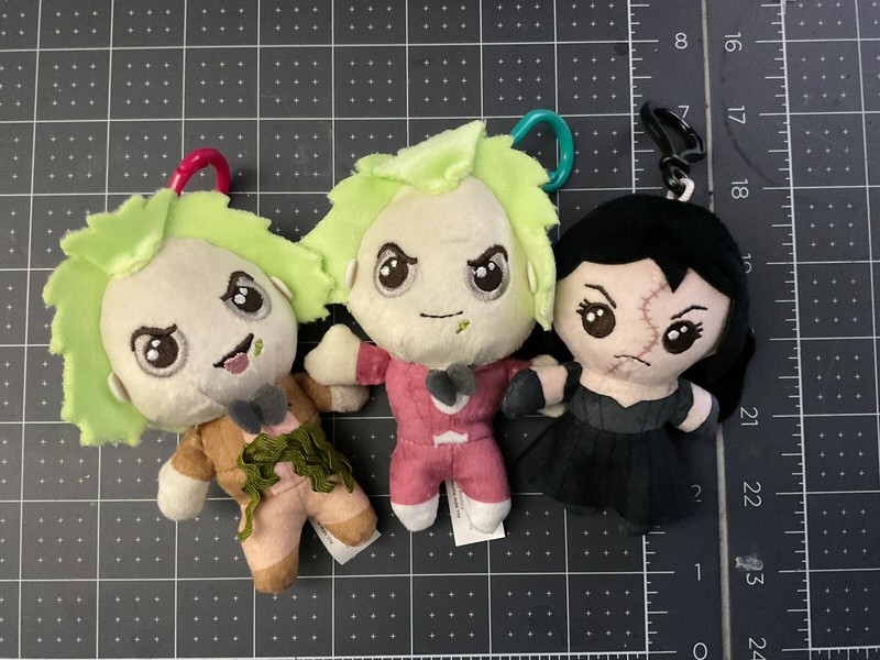 Set of 3 Beetlejuice Plush Dangler Bag Clip Keychains! DELORES & BEETLEJUICE!