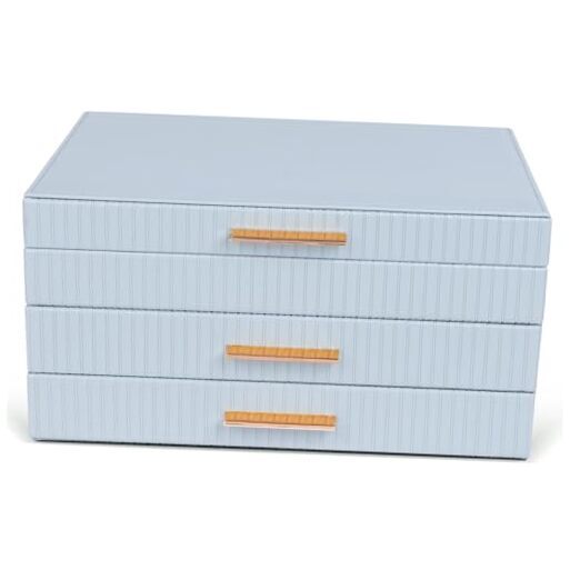 Jewelry Organizer Box with 2 Drawers & 3 Smoky Blue Trays-image