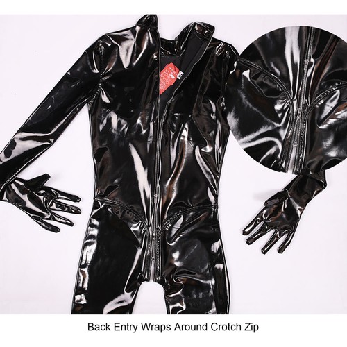 Women's Shiny Latex ammonia Catsuit Leotard with Gloves/Sock Club Party Cosplay - Picture 3 of 10