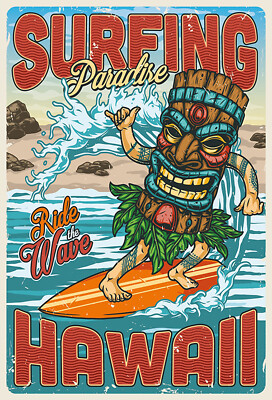 Top-Schilder, versch. Größen, Surfing Paradise, Hawaii, ride a wave,  neu & ovp