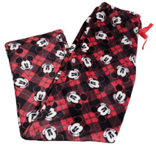 Official Mickey Mouse Red Plaid Comfy Fleece Lounge Pajama Pants  M 
