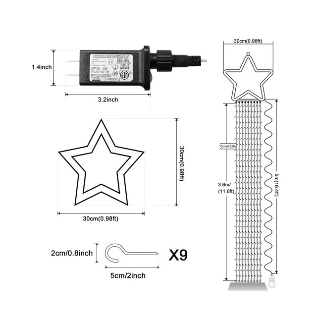 Maoyue Outdoor Christmas Decorations 335 LED Star Lights 8 Lighting