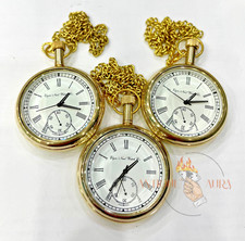 Lot of 3 Watch Elgin Vintage Pocket Collectible Antique Brass Pocket Watch GIFT