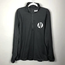 Helly Hansen 1/4 Zip Base Layer Fleece Pullover Men XL Black Ski Snow Winter