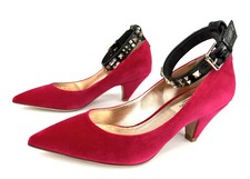 VALENTINO GARAVANI Studded Velvet Crystal Embellished Ankle Strap Pumps EU 35