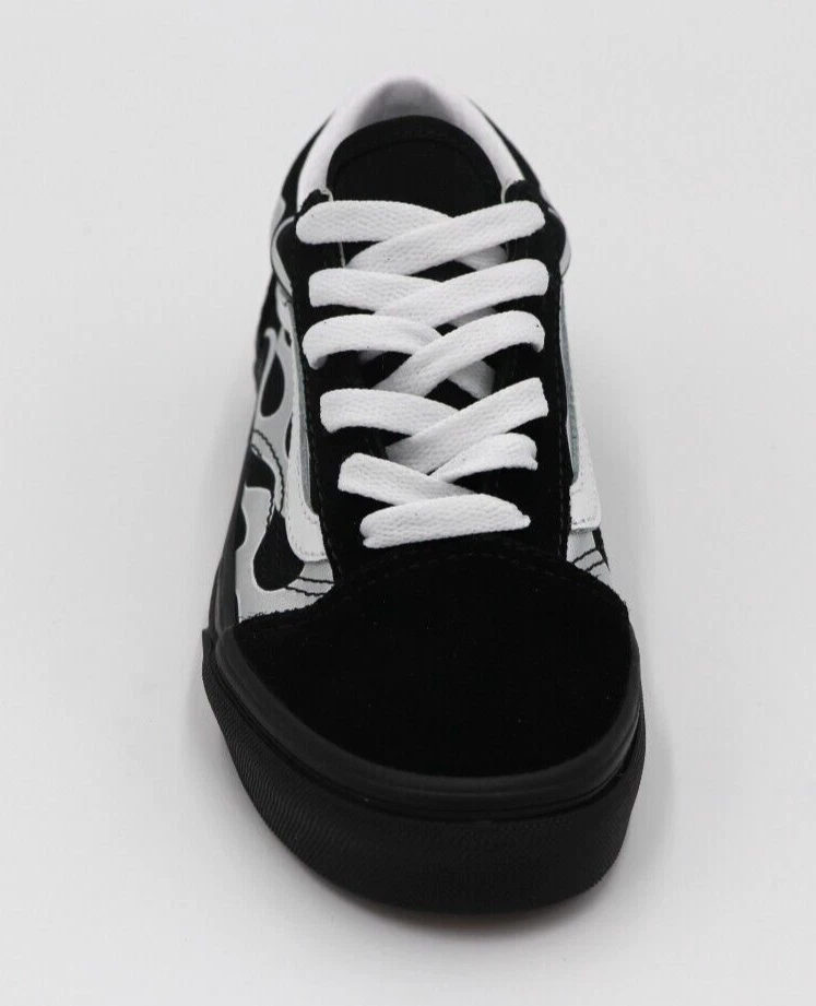 Vans Old Skool 金属火焰黑色/银色青少年尺寸(免运费) — 第 4/4 张图片