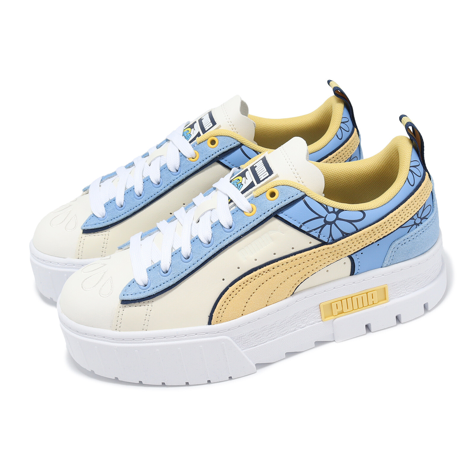 Женская повседневная обувь Puma x The Smurfs Mayze на теплой белой льняной платформе 394874-01