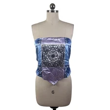 J For Justify Y2K Top Womens XL Purple Handkerchief Strapless Satin Boho Festiva