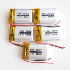 5 x 3.7V 450mAh Lipo Polymer Rechargeable Battery 802030 For Bluetooth GPS MP3